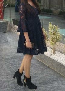 Navy Blue Lace Dress