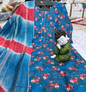Blue Color Heavy Muslin Kurti