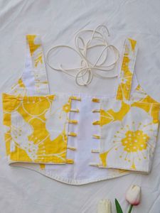 Yellow Floral Print Corset top