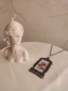 Real Antique Rose Floral Necklace Pendant