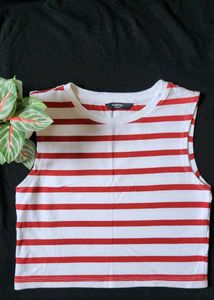 Striped Sleeveless Crop Top