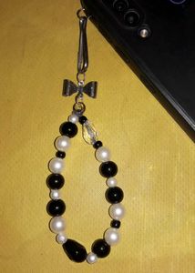 Beaded Bow Charm Phone Strap