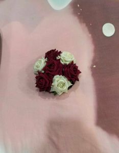 Elegant Red &amp; White Rose Hair Bun