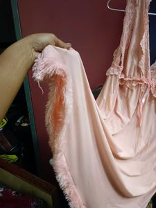 Peach Lace Trim Nightgown