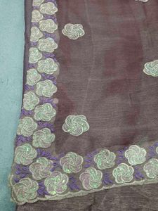 Elegant Floral Embroidered Saree