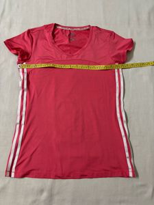 Adidas Pink T-Shirt with Stripes
