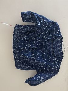 Indigo Block Print Blouse
