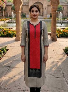 Elegant Red &amp; Grey Kurta