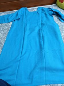 Embroidered Teal wool Kurta Set
