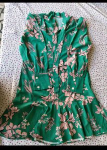 Green Floral Mini Dress