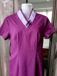 Purple Dress with Mandarin Collar
