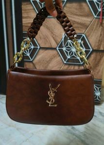 YSL Brown Leather Shoulder Bag