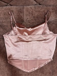 Satin Cowl Neck Corset Top