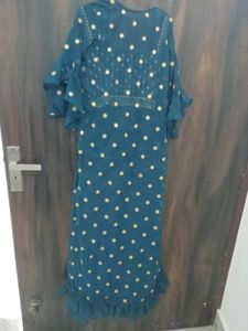 Teal Embellished Kurta Set with Palazzo
