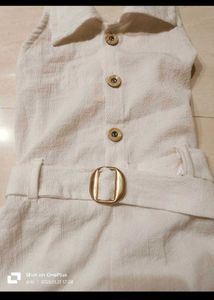 Chic Off-White Jumpsuit with Belt