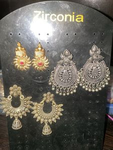 Set of 3 Traditional Indian Earrings
