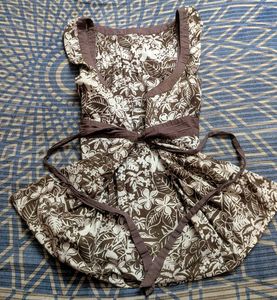 Brown Vintage Floral Print Cotton Kurti 🤎🤍