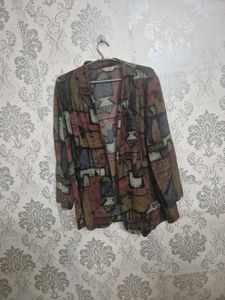 Vintage Abstract Print Blazer