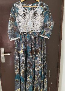 New Unused PureCotton Embroidery Anarkali Gown