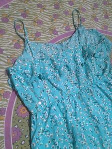 Cute Blue Floral Summer Dress