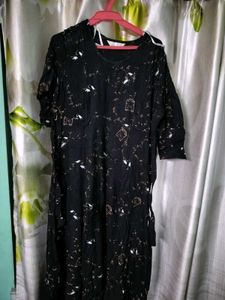Black Printed Maternity Gown