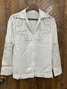 White Embroidered Collared Shirt(Brand new )