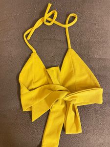 Mustard Colour Cami Top With Knot Tie At Back