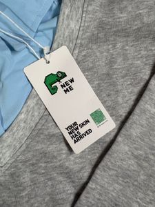 V-Neck Grey Sweatshirt with Blue Shirt Insert