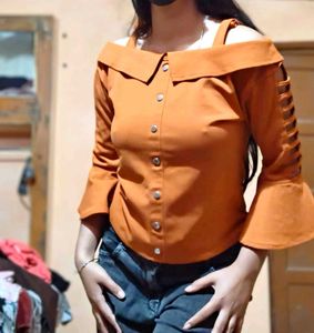 Off-Shoulder Brown Top