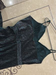 Elegant Emerald Green Slit Gown