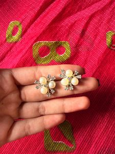 Cute Bow, Tulip Purls &amp; Silver Statement Earrings
