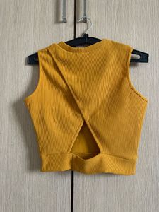 Mustard Yellow Ribbed Sleeveless Top