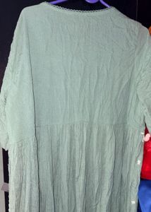 Green Embroidered  Cotton gown
