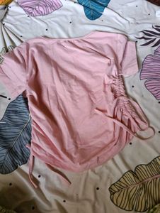 Chic Pink Ruched T-Shirt