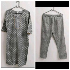 Grey Printed Kurta with Pajama
