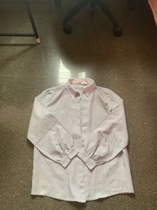 korean style Striped Collared Button-Up Shirt