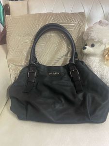 Prada Black Leather Tote Bag