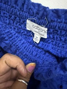 Blue Broderie Tiered Mini Dress