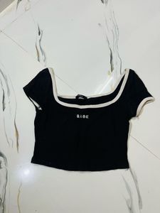 Shein Black "BABE" Cropped Top