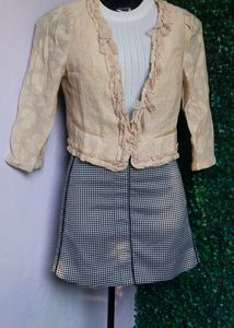 Vintage Cream Lace Cropped Jacket