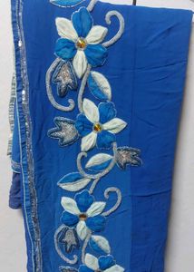 🪞Pure Vintage Blue Floral Saree