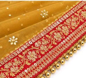 Embroidered Dupatta with Beaded Trim