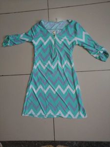 Chevron Print Zip Neck Dress