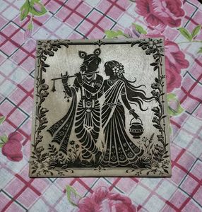 Radha Krishna Wooden Showpiece (includes stand)