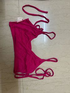 Hot Pink String Bikini Top