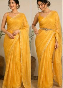 😱 only aaj ka offer 🔥party wear 💞Yellow  Saree�