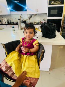 kids lehaga choli Yellow and Pink Baby Dress 6-12