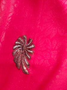 rich Red Embellished Saree with sequence work