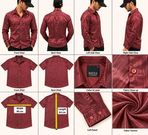 Men's Burgundy Textured Button-Down Shirt