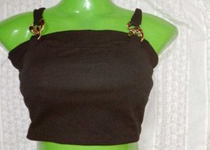 Black Crop Top with Gold Straps